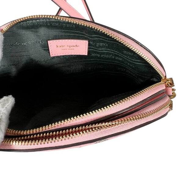 Kate Spade New York Womens Morgan Leopard Double-Zip Dome Pink Crossbody Bag - Picture 14 of 16